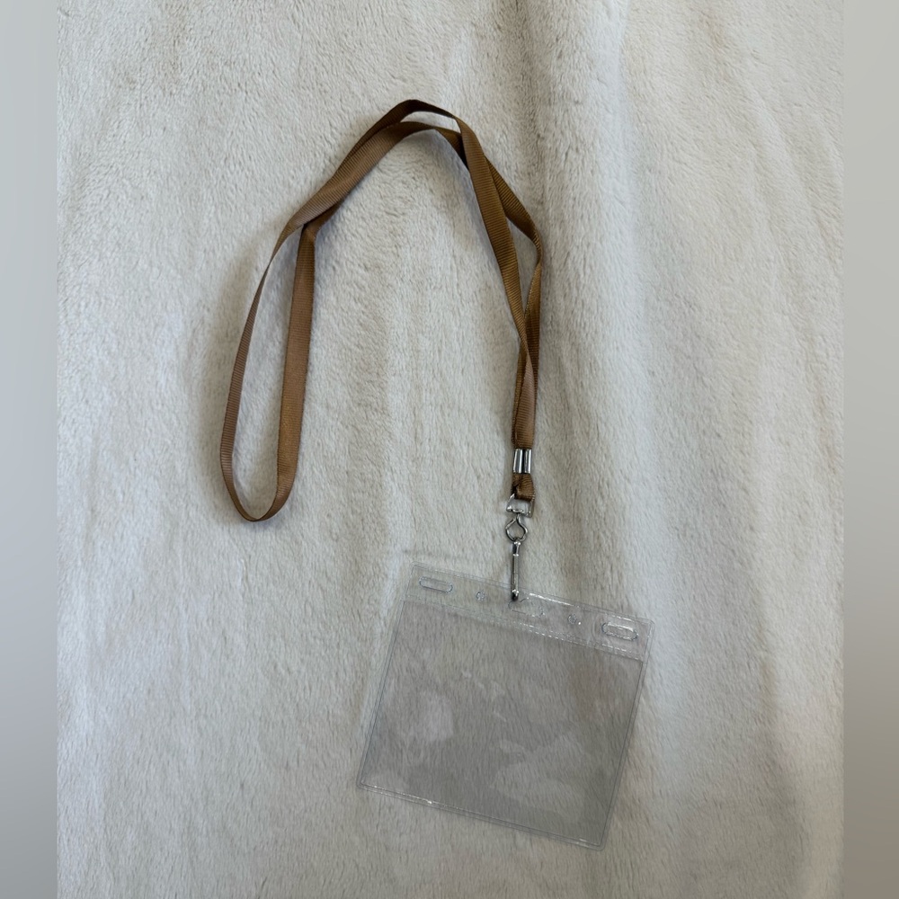 Clear Badge Holder with Brown Lanyard
